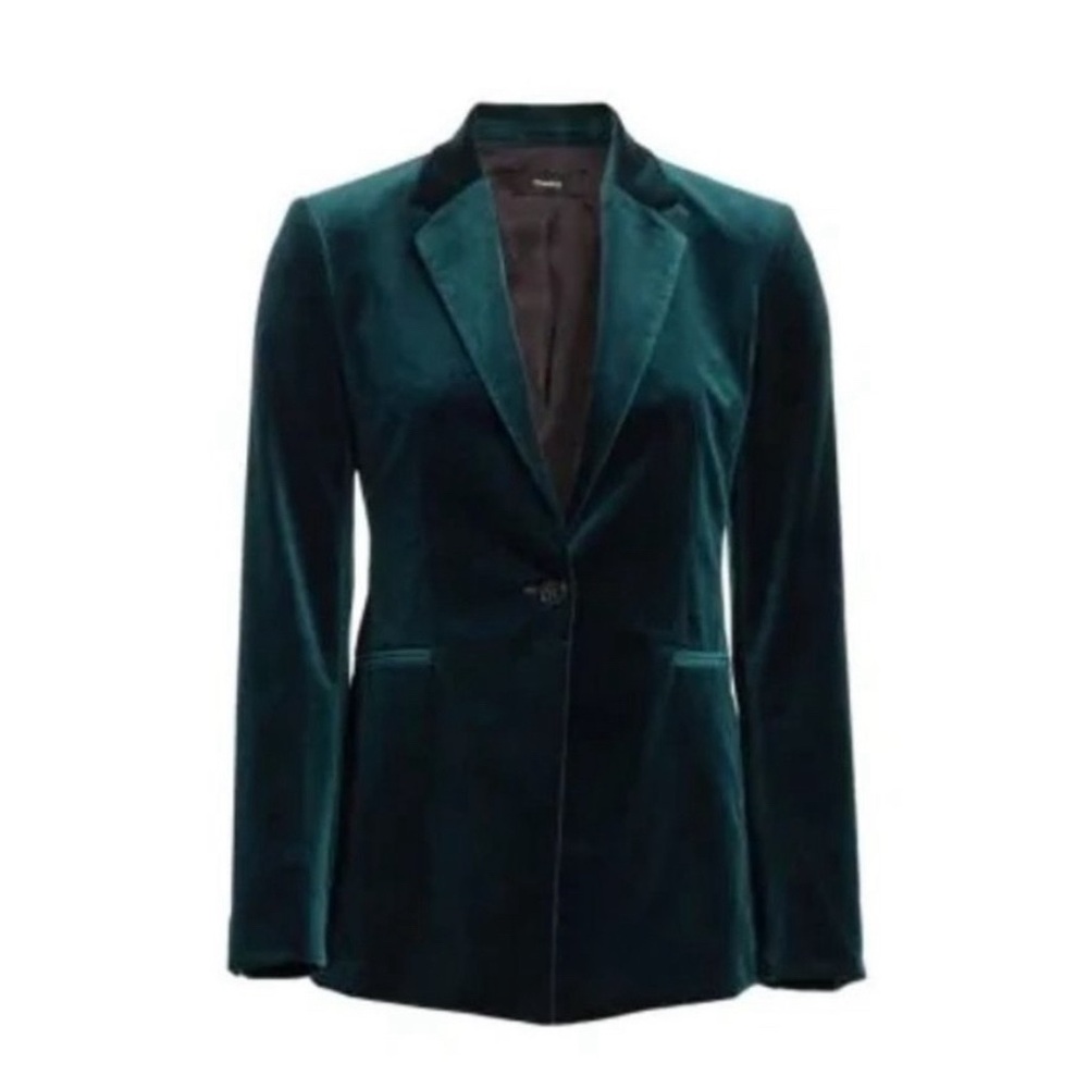 Theory Power Stretch Velvet One-Button Blazer Jacket